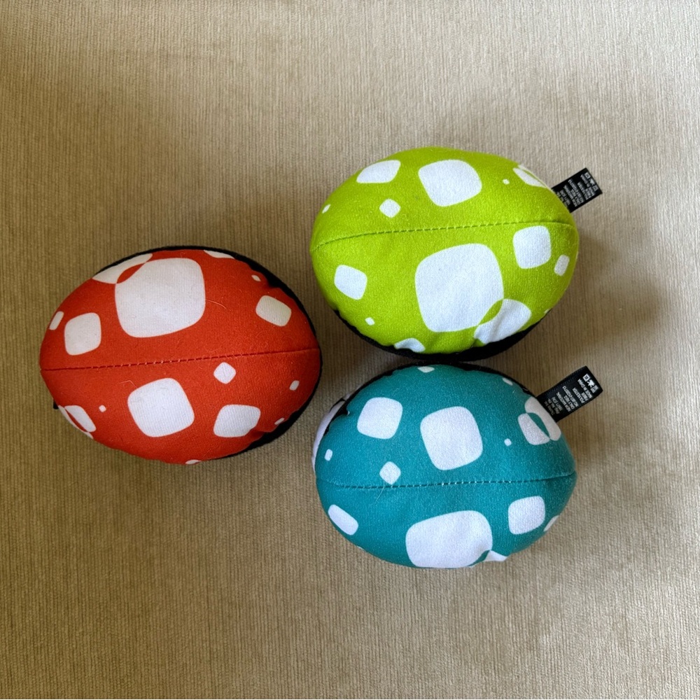 Plush Spot-Pattern Soft Balls - Red, Lime, Teal